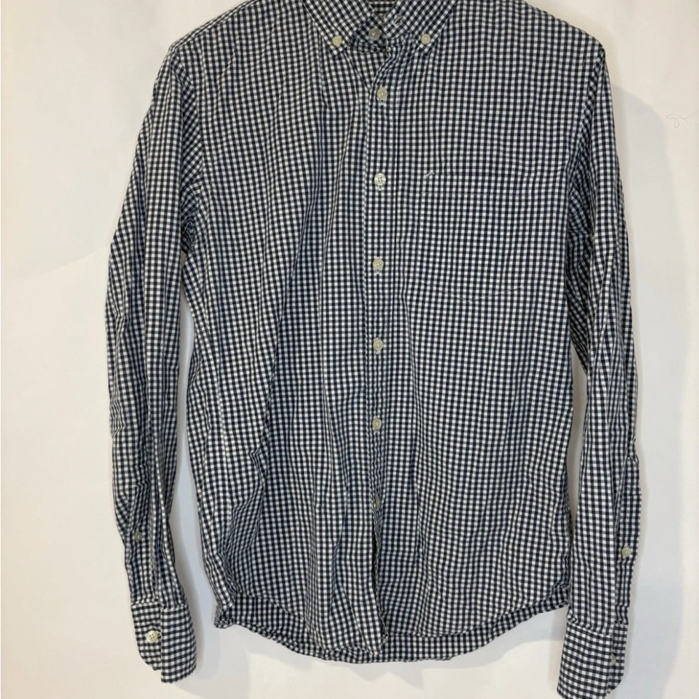 J. Crew Navy and White Gingham Shirt